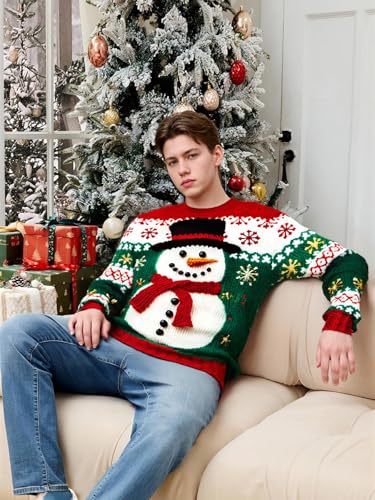 Gtetkde Unisex Ugly Christmas Sweatshirts 3D Printed Funny Graphic Long Sleeve T-Shirt Crewneck Sweatshirts (Snowman,Stripe) M 3 Gtetkde Unisex Ugly Christmas Sweatshirts 3D Printed Funny Graphic Long Sleeve T-Shirt Crewneck Sweatshirts (Snowman