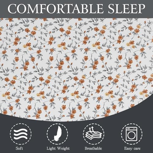 Image of Ezyption Cotton Super Soft 240 TC Elastic Fitted All Around Elastic Printed King Size Double Bed Bedsheet with 2 Pillow Cover 72 inch X 78 inch Brown & White