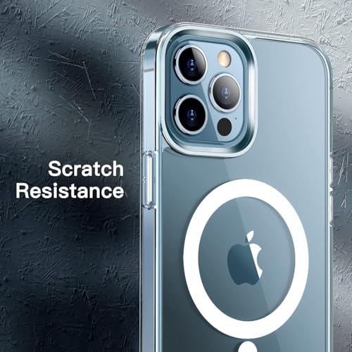 Image of Magnetic Silicone Case for iPhone 12 Pro max Compatible with MagSafe, Shockproof Phone Bumper Cover, Anti-Scratch Clear Back (Clear)