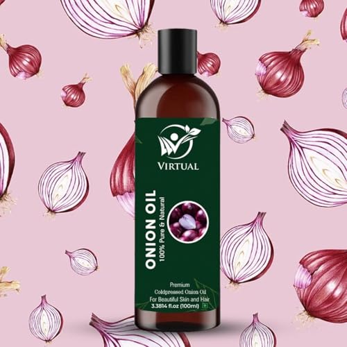 Image of VIRTUAL 100% Pure Onion Essential Oil For Stronger For Long & Strong Hair | With Red, Black, Yellow & Green Onion Seed | Mineral Oil & Fragrance Free Hair Growth and Hair Fall Control