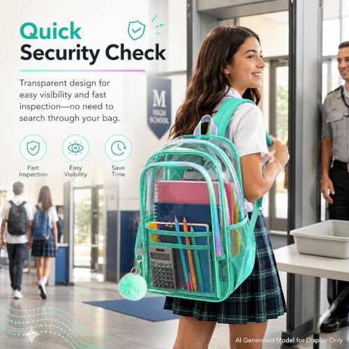 Image of AGSDON Clear Backpack, Heavy Duty Transparent Bookbag, See Through PVC Backpacks for Women Men