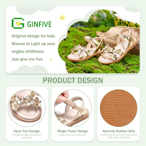 Image of GINFIVE Toddler Girls Sandals Little Girls Kids Summer Shoes Toddler Sandals