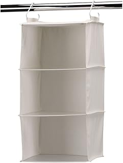 Household Essentials 3-Shelf Hanging Closet Organizer with Plastic Shelves, Natural Canvas