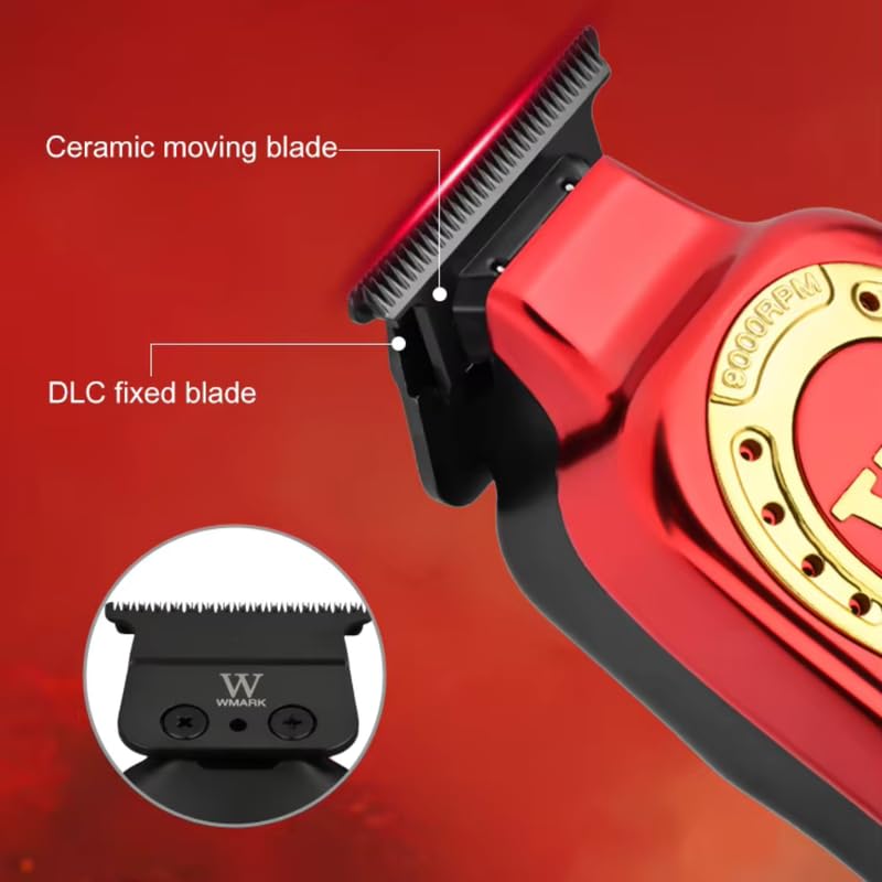 Image of WMARK NG-8230 Ultra premium Professional T Blade Hair Clipper 0 Gapped Outlining For Barbers 0Mm Balding Shape 8 Speed settings 7000-9000 Rpm Extra spare blade set 2500mAh battery 240 Min, Model 33