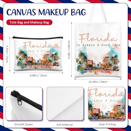 Reginary 6 Pcs City Souvenirs Gifts New York Italy Chicago Seattle Los Angeles Souvenir Canvas Tote Bag Cosmetic Bag Women2