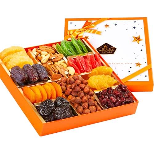 Cerez Pazari Dried Fruit and Nuts Gift Basket, Gourmet Holiday