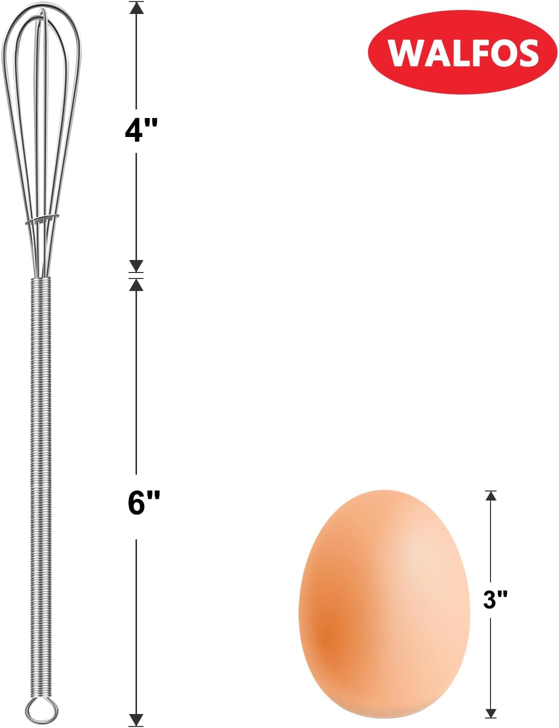 Walfos Long Small Whisks Skinny Little Whisk 10 inch Tiny Mini Whisk With Long Handle for Mixing Sauces, Coffee, Cooking,Beating, Blending Ingredients, - Image 8