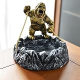 Gorilla Shaped Ashtray，Extra Large Indoor Cigar and Cigarette Ashtray, Cool Animal Sculpture for Men, Unique Home Decor Gift (5.7' Height)