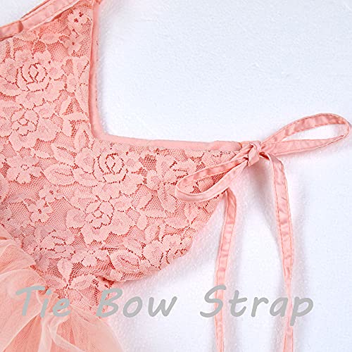 Cilucu Baby Girls Birthday Party Dress Tutu Maxi Toddlers Spaghetti Strap Dresses Flower Girls Bridesmaid Kids Princess V-Neck Banquet Prom Rose Lace Blush Pink Valentine's Day 6-12 Months #TOP2