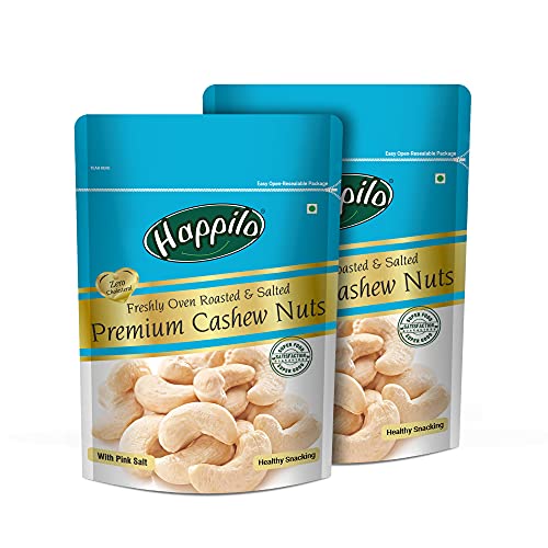 Image of Happilo 100% Natural Premium Californian Almonds,Dried,200g & Premium Roasted and Salted Cashews, 200g (Pack of 2)