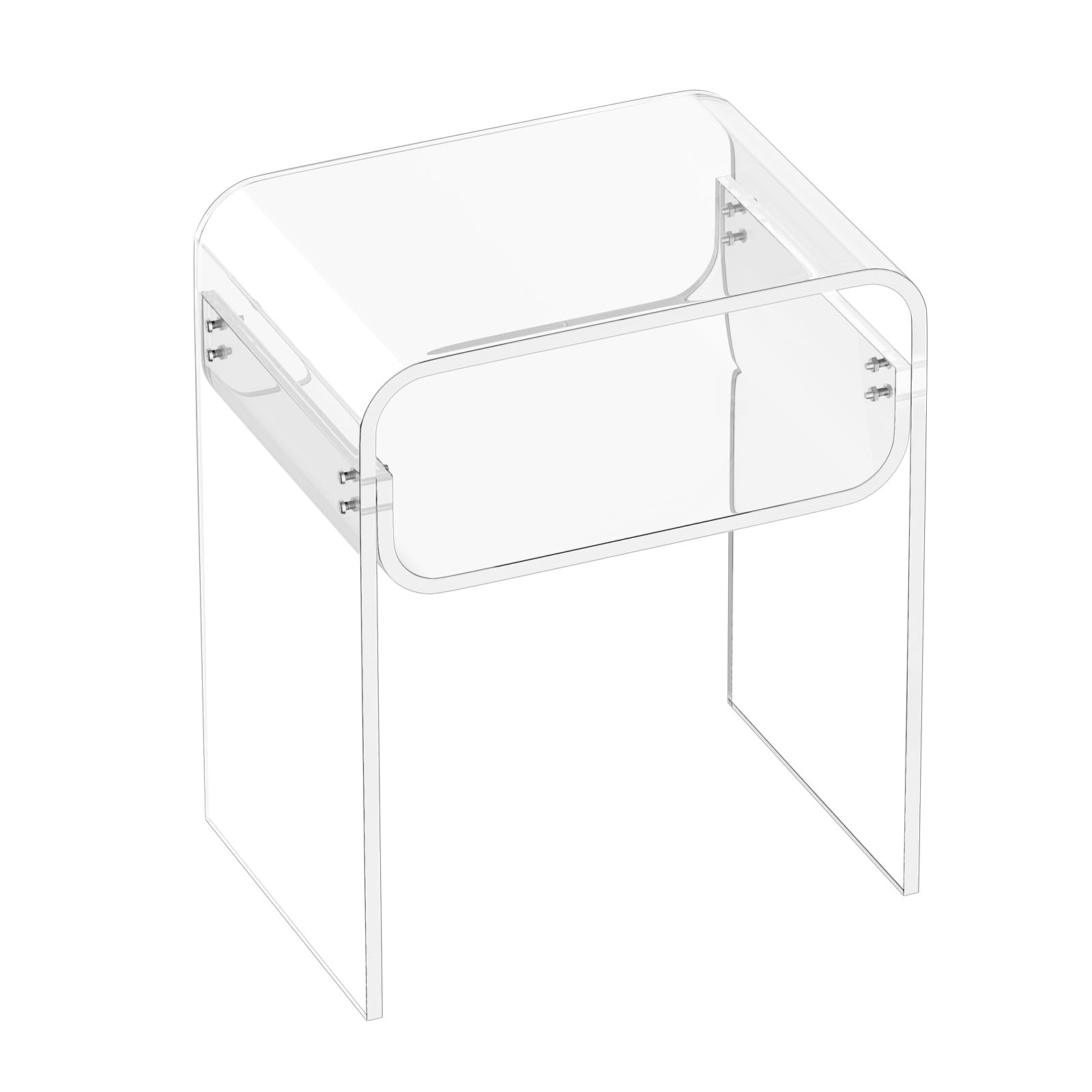VEVOR Tavolino in Acrilico, Comodino Trasparente a 2 Livelli con Ripiano, Rettangolare Moderno in Acrilico, Comodino Spesso per Camera da Letto, Soggiorno, Studio, 30 x 40 x 50 cm