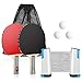 Laelr Set da Tavolo da Ping-Pong Portatile Set da Ping-Pong Portatile con Rete da Ping-Pong a Scomparsa, 2 Mazze/Racchette e 3 Palline, Kit di Ping-Pong Premium per tavoli di Qualsiasi Dimensione