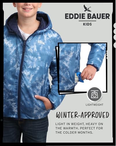 Image of Eddie Bauer Kids' Reversible Jacket - Weather Resistant Quilted Down Coat for Boys and Girls (3-20)