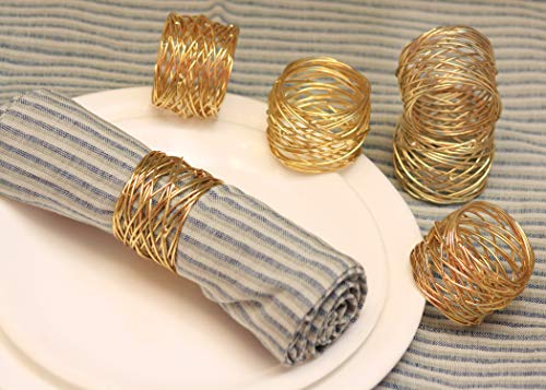 Alpha Living Home Napkin Rings, Mesh Napkin Holders Set of 12, Napkin Rings Bulk for Party Decoration, Dinning Table, Everyday, Family Gatherings - A Great Tabletop Décor - Gold