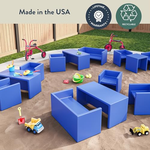 Image of Children's Factory 3-in-1 Cube Chairs for Kids, Kids Chair, Almond, 1 | Polyethylene Toddler Outdoor Chair, Classroom Furniture Made in the USA, Recyclable Multi-Use Flexible Seating Classroom