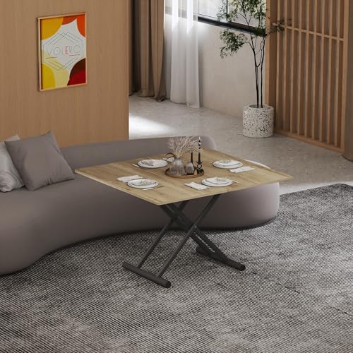VOLERO' Table Transformable Gain de Place, Modèle Ulisse Medium, Mécanisme Ascenseur avec Réglage Millimétrique de la Hauteur. (chenè)