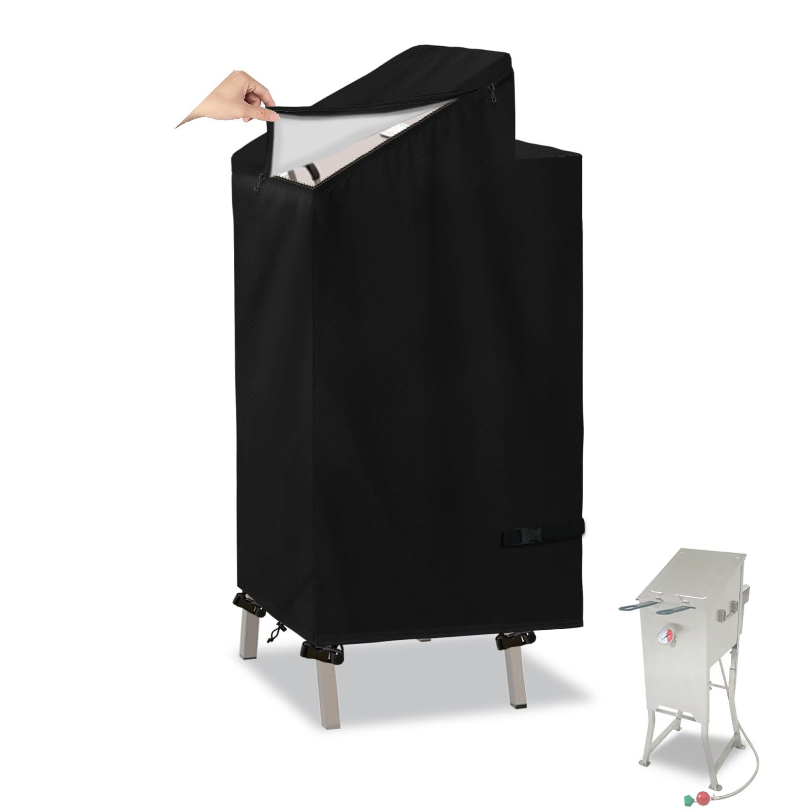 SoloTooFryer Cover - Waterproof Anti-UV Full Coverage Deep Fryer Cover,Fit for 4 Gallon Fryer Model 700-701 (Black)