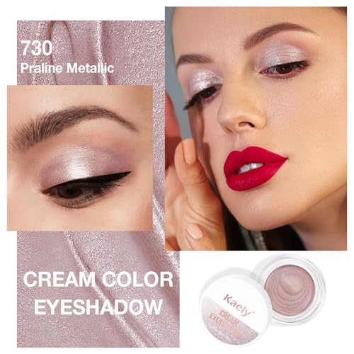 CAKAILA Single Cream Eye Shadow,Praline Metallic Glitter Shimmer High Pigment Natural Monochrome Eyeshadow Palette,Waterproof,Blendable Long Lasting Naturing-Looking,Vegan & Cruelty-Free,730