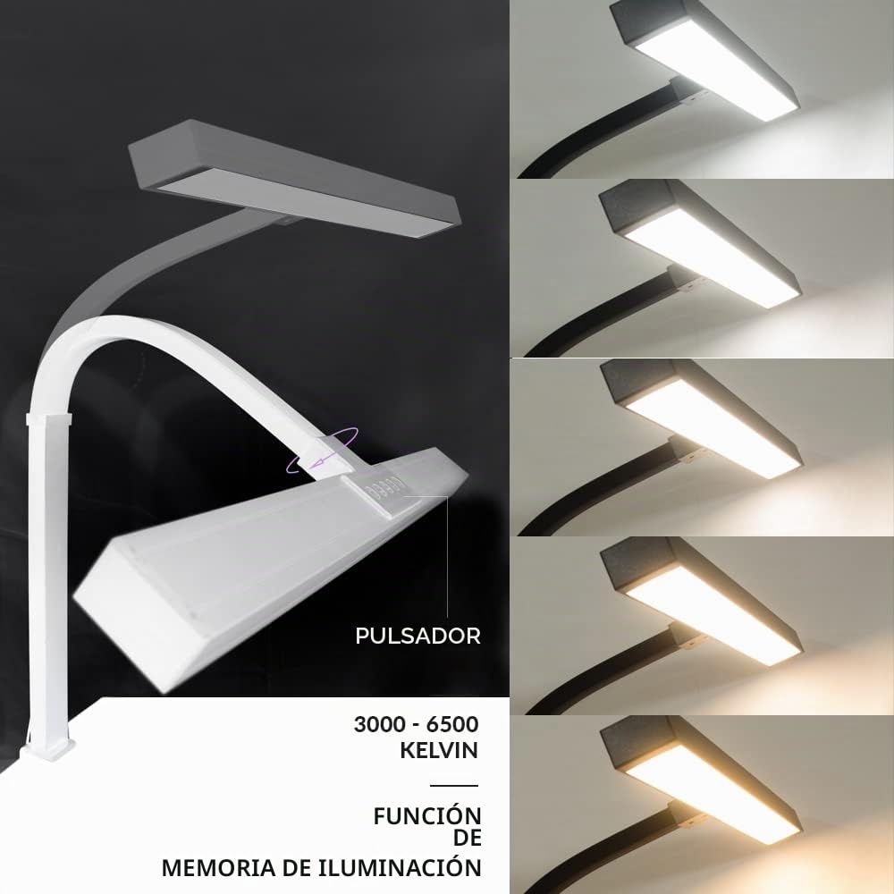 Neatfi (Nuevo Modelo) Lámpara de escritorio LED elegante y moderna con abrazadera, 3.000 lúmenes, 3000K-6500K, luz de monitor regulable con 5 niveles de brillo y 5 modos de luz (80 CM, Blanco)