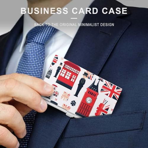 England Symbols Print Business Card Case Pocket Card Holder Slim Card Wallet for Men Women3