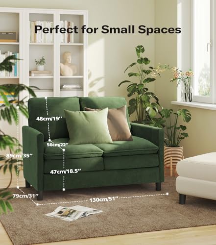 Image of Welzona 3-Layers Cloud Loveseat Sofa, 51 inch Small Couch, Teddy Small Sofa