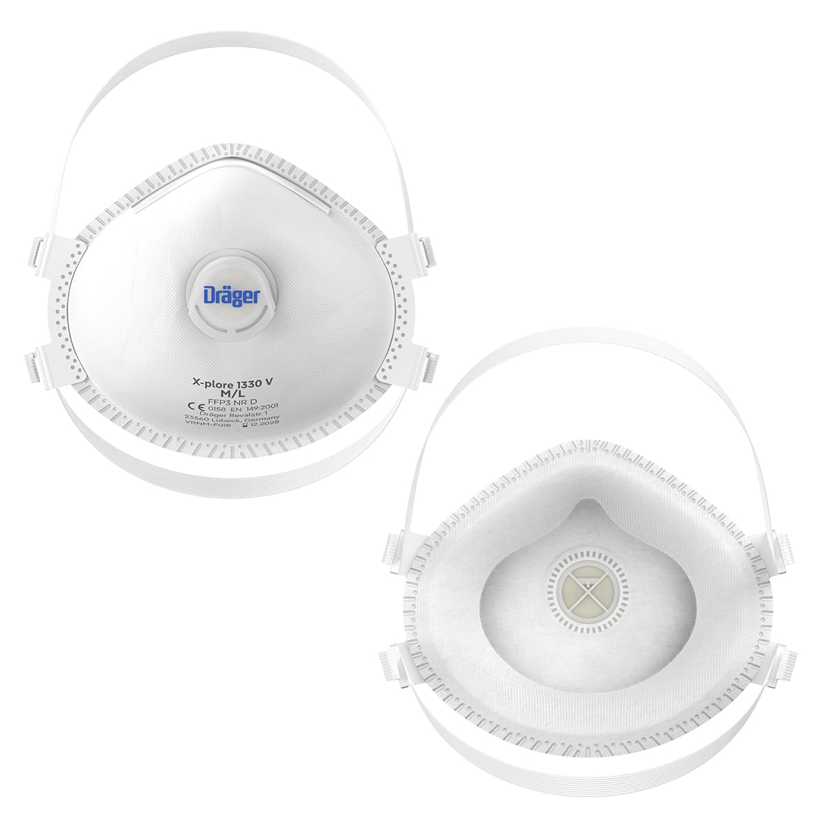 Dräger X-plore 1330 V FFP3 Masques respiratoires jetables anti-poussière avec valve pour particules toxiques/fumées/agents pathogènes/aérosols