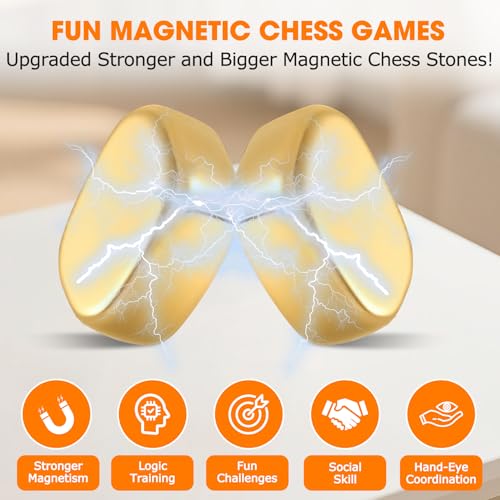 Juego de Ajedrez Magnético con 20 Piedras Doradas miniatura 2