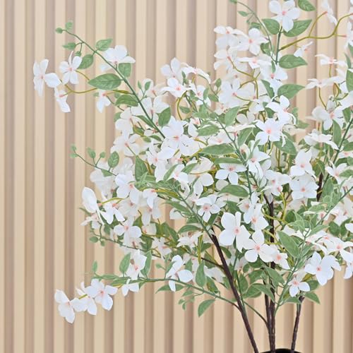 2PC 37" Artificial White Flowers for All - Season Indoor Decoration, Faux Long Stem Artificial Flowers for Wedding, Home, Office, Bedroom, Party Table Centerpieces Décor