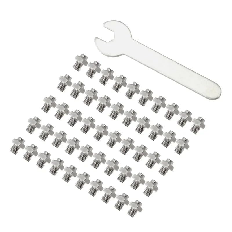 BBxunsless 50PCS Stainless Steel Mountain Bike Pedal Screws - M4 Hex Anti-Slip Nails 8x6mm for Road/MTB Pedals (Durable Replacement Accessories) (Silver)