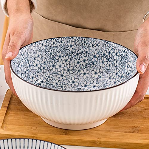 Houlu 60 Oz Pho Bowls, Large Soup Bowl, Japanese Ramen Bowl Set, 8 Inches Big Porcelain Bowls Set Of 3, Floral Pattern #TOP4