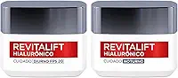 Kit Creme Facial Anti-idade L'Oréal Paris Revitalift Hialurônico Noturno + Diurno FPS 20, 49g