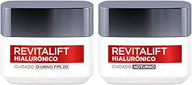Kit Creme Facial Anti-idade L'Oréal Paris Revitalift Hialurônico Noturno + Diurno FPS 20, 49g