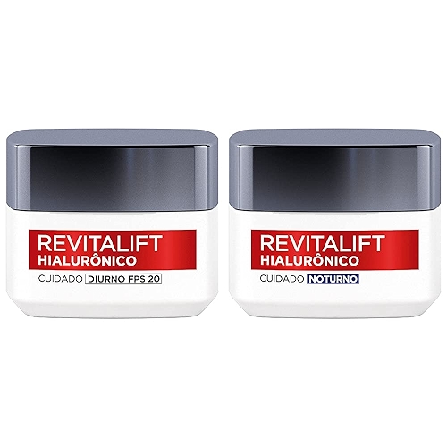 Kit de Skincare L'Oréal Paris Revitalift Hialurônico Creme Diurno FPS 20 + Creme Noturno, ...