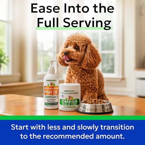 Image of BARK&SPARK Omega 3 + Fish Oil for Dogs - Skin Allergy Chews, Itch Relief, Hot Spots Treatment - Fish Oil Liquid Supplement for Pets, EPA+DHA Fatty Acids, Skin & Coat Support - Bundle: 180 Ct + 16 Oz
