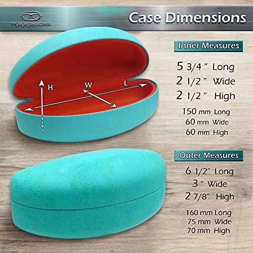 Image of MyEyeglassCase - Large Sunglasses Case - Glasses Holder with Pouch & Cloth - Eyeglass Hard shell Medium - Extra Large frames