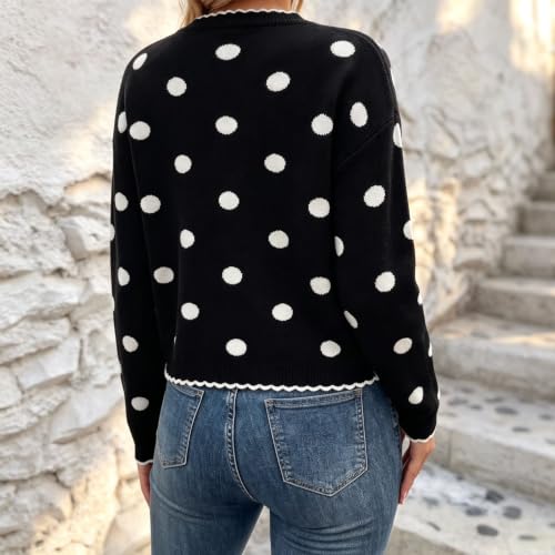 Womens Cardigan Lightweight Polka Dot Sweater Button Down Knit Coat - image 4