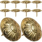 JEWEDECO 50 pièces Clous Tapissier Décoratifs Forme de Marguerite Clous Ameublement Dorés pour Canapés Têtes de Lit et Tableaux Liège Punaise Meuble Vintage pour Bricolage et Décoration