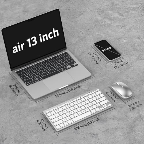 Wireless Keyboard and Mouse for Mac, 14 Media Shortcuts Keyboard with Adjustable DPI Mouse, Slim & Portable Design, Stable Bluetooth Connection, Silver-White,OMOTON by OMOTON - Image 5