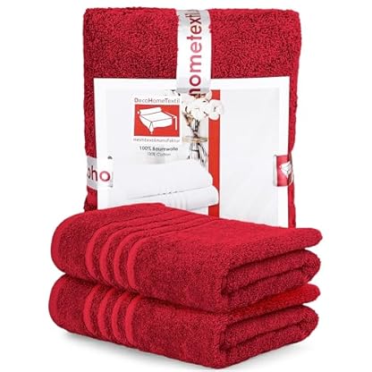 DecoHomeTextil Handtuch-Set 2 Badetücher in Bordeauxrot aus 100% Baumwolle, hochwertig, kuschelweich und saugstark