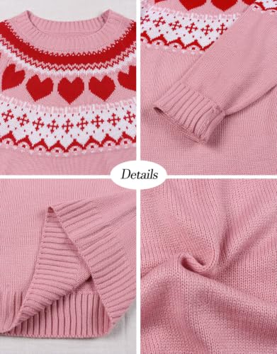 Image of Women's Fair Isle Sweater Crew Neck Long Sleeve Fall Vintage Knit Tops