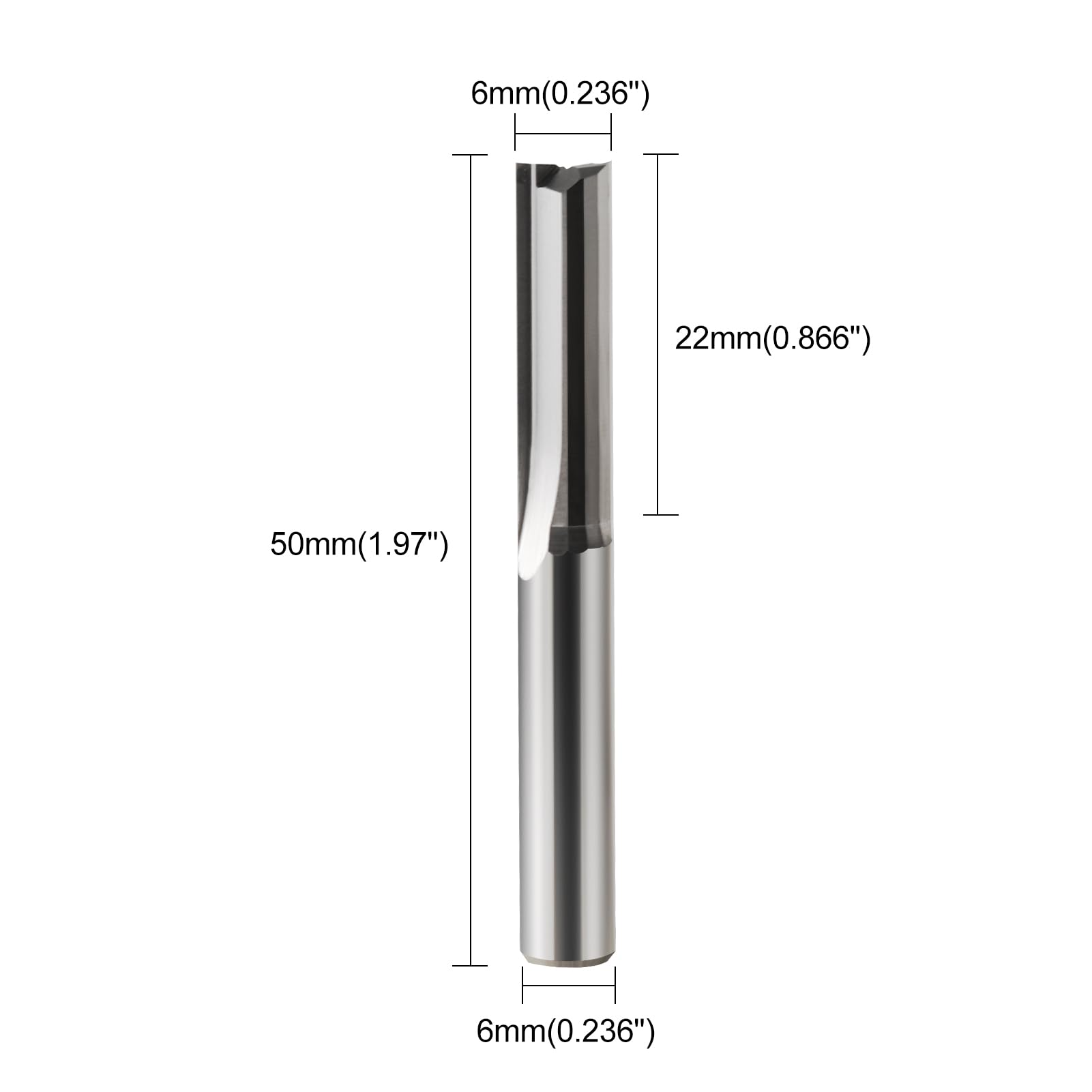 Zestaw 5 frezów do rowków 6 mm, trzpień 6 mm, frezy do routera, 2 flety, proste frezy do drewna, 22 mm, długość cięcia CNC, zestaw narzędzi do obróbki drewna