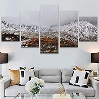 SIGNWIN 5 Panel Canvas Wall Art Snow Mountain for Home Decorations Ready to Hang - 60