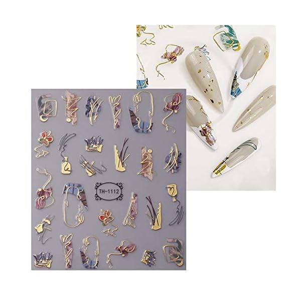 JMEOWIO Marmor French Tip Nagelsticker – 8 Blatt Selbstklebend, Für Nageldesign