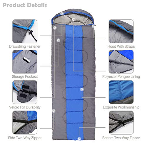 Sac de couchage enveloppe imperméable chaud couchage extérieur randonnée 3 saisons - 5