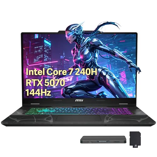 Image of msi Cyborg 15 15.6 inch FHD 144Hz Gaming Laptop, Intel Core 7-240H, GeForce RTX 5070 8G GDDR7, 64GB DDR5, 3TB Storage(2TB SSD+1TB Docking Station Set), 4-Zone RGB Keyboard, Wi-Fi 6E, Win 11 Pro, Black