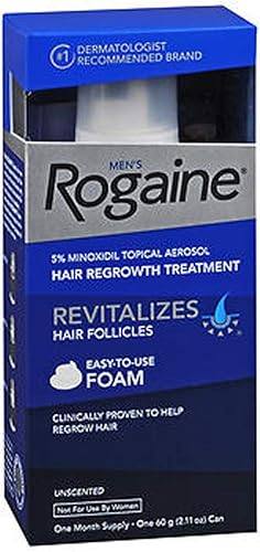 Rogaine Espuma de regeneración del cabello para hombre 5 sin perfume 1 mes de suministro paquete de 2