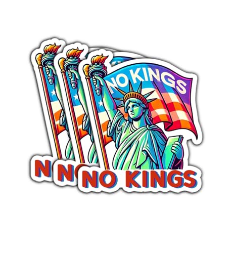 (3 Psc) Statue of Liberty No King Sticker - Anti Oligarchy Sticker - Pro Democracy - Political Progressive - Liberal Leftist - Liberty Resist Sign Decal - Decal 3 Inch for Laptop Water Bottles