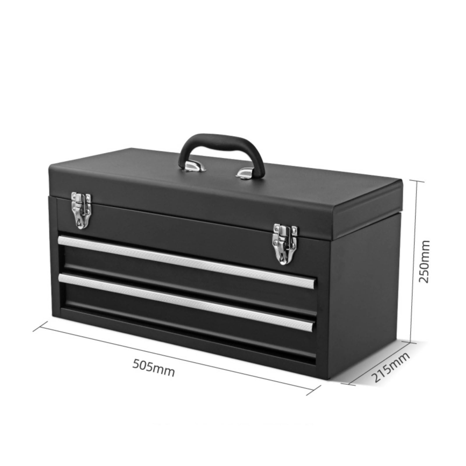 Cassetta Attrezzi a 2 Cassetti Resistente Scatola Portautensili Portatile Robusto Armadietto Attrezzi con Maniglia per Garage