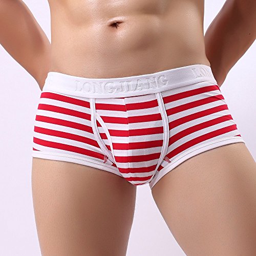 Generic New Men's Cotton Stripe Casual Boxer Briefs,Elastic Waistband Sexy Bulge Enhancing Adjustable Multiway Underwear4
