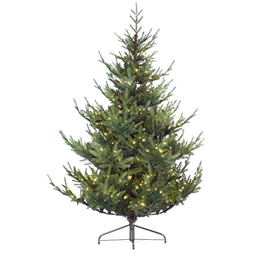 GYC Árbol de Navidad Artificial de Fibra óptica de 6 pies, árbol de Abeto Completo de Navidad Artificial con bisagras preiluminado con 200 Luces LED y Transformador Verde de 6 pies
